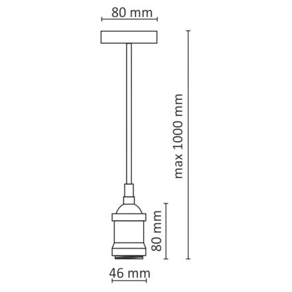 Barības vads 1xE27/20W/230V měděný