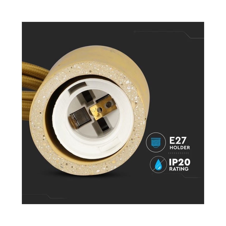 Barošanas vads 1xE27/60W/230V betons/bēša