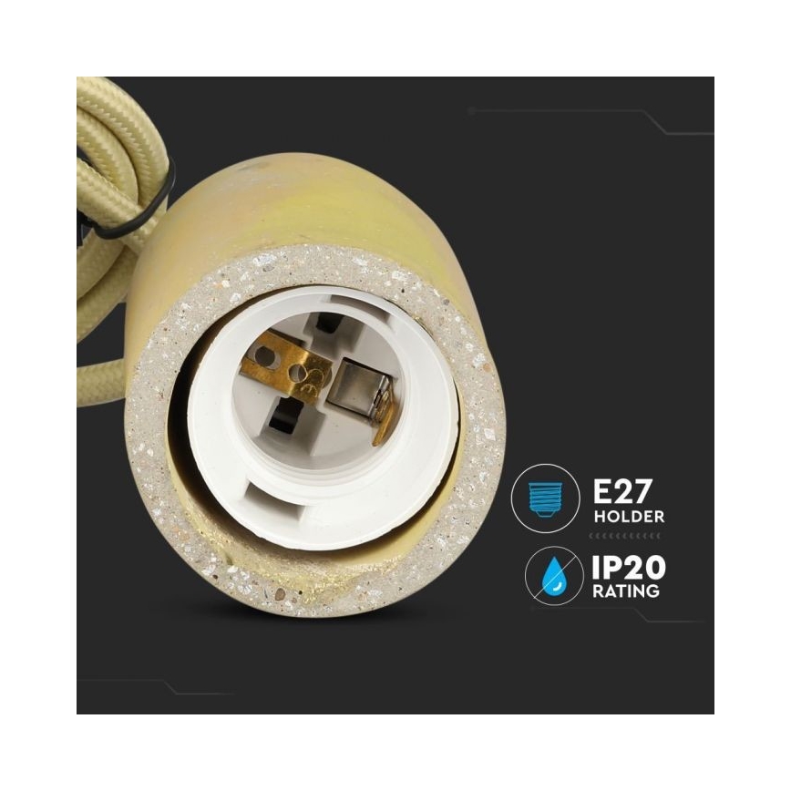 Barošanas vads 1xE27/60W/230V betons/dzeltena