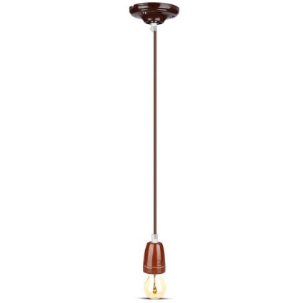 Barošanas vads 1xE27/60W/230V brūna/porcelāns