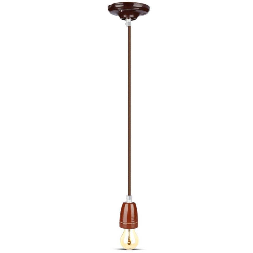Barošanas vads 1xE27/60W/230V brūna/porcelāns