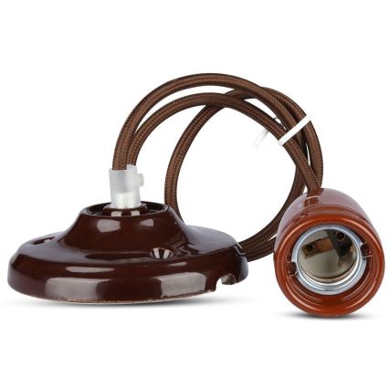 Barošanas vads 1xE27/60W/230V brūna/porcelāns
