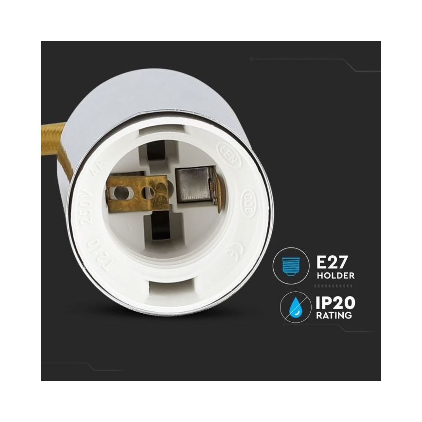 Barošanas vads 1xE27/60W/230V brūna/spīdīgi hromēts