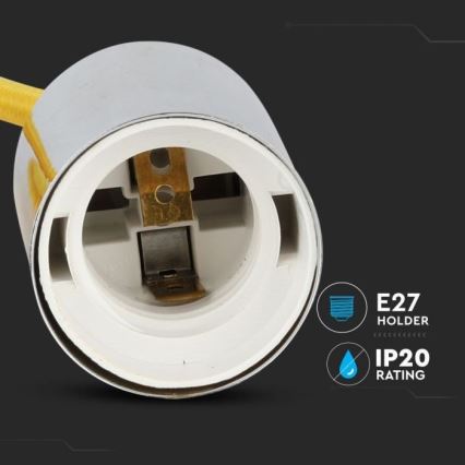 Barošanas vads 1xE27/60W/230V dzeltena/spīdīgi hromēts