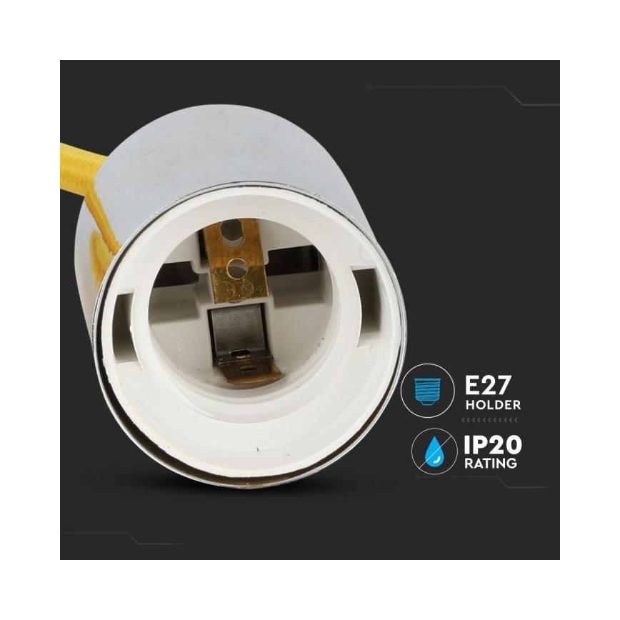 Barošanas vads 1xE27/60W/230V dzeltena/spīdīgi hromēts