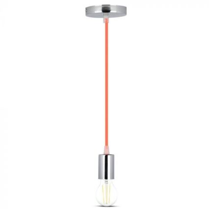 Barošanas vads 1xE27/60W/230V oranža/spīdīgi hromēts