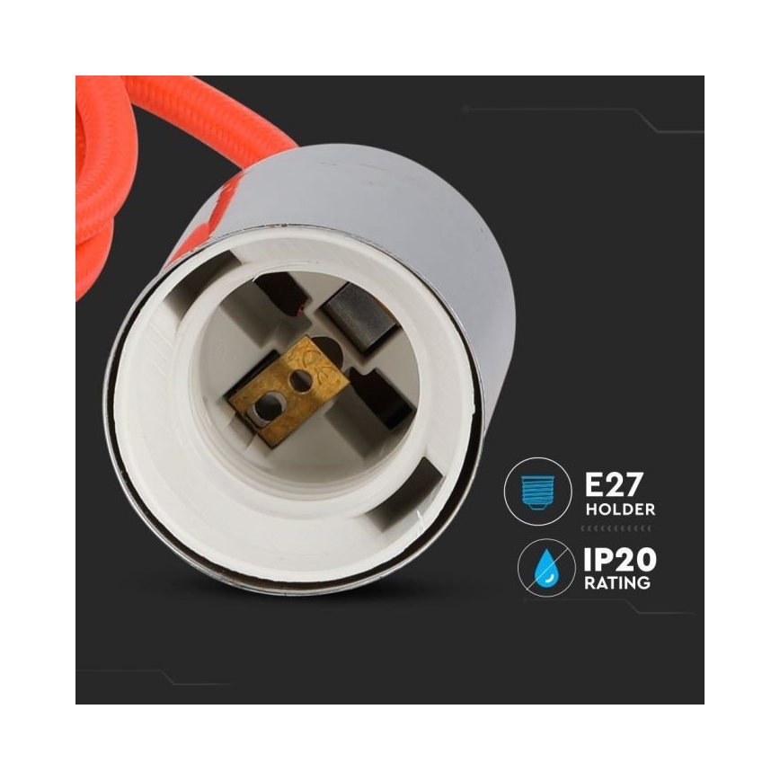 Barošanas vads 1xE27/60W/230V oranža/spīdīgi hromēts
