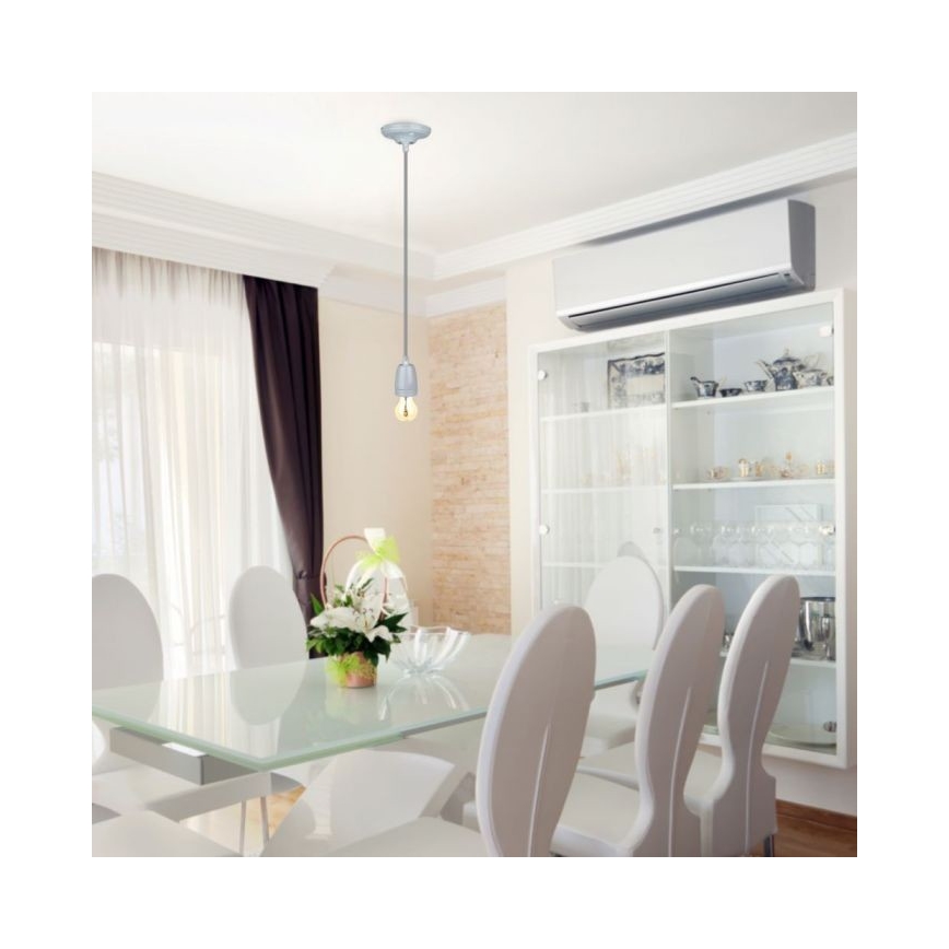 Barošanas vads 1xE27/60W/230V pelēka/porcelāns