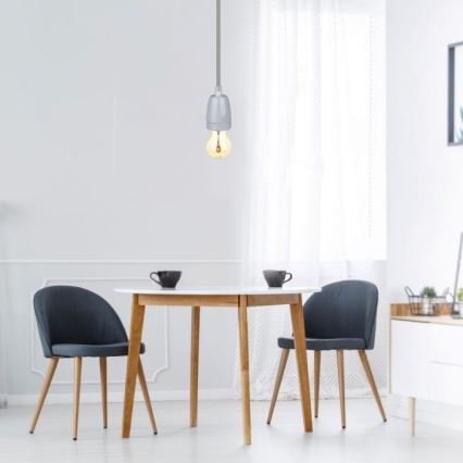 Barošanas vads 1xE27/60W/230V pelēka/porcelāns