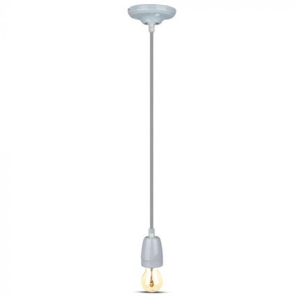 Barošanas vads 1xE27/60W/230V pelēka/porcelāns