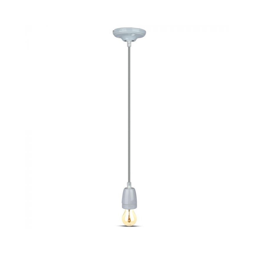 Barošanas vads 1xE27/60W/230V pelēka/porcelāns