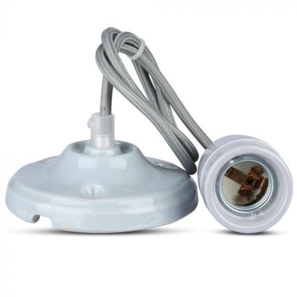 Barošanas vads 1xE27/60W/230V pelēka/porcelāns