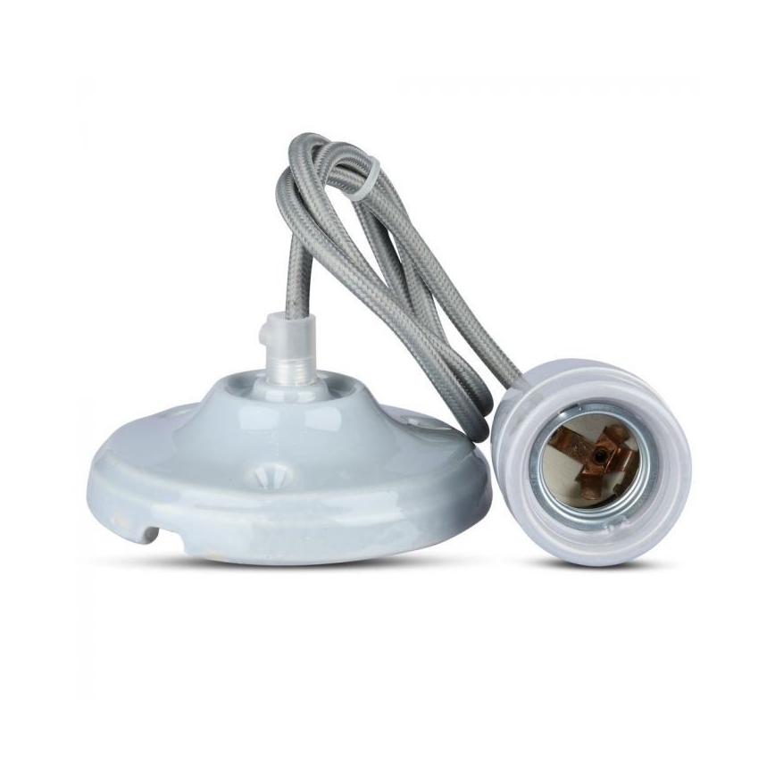 Barošanas vads 1xE27/60W/230V pelēka/porcelāns