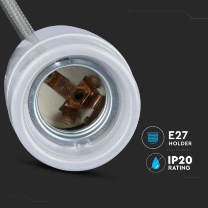 Barošanas vads 1xE27/60W/230V pelēka/porcelāns