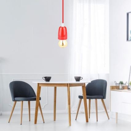 Barošanas vads 1xE27/60W/230V sarkana/porcelāns
