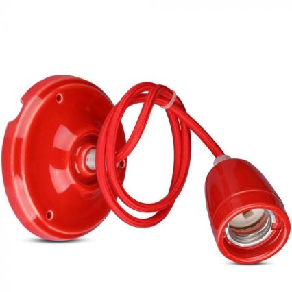 Barošanas vads 1xE27/60W/230V sarkana/porcelāns