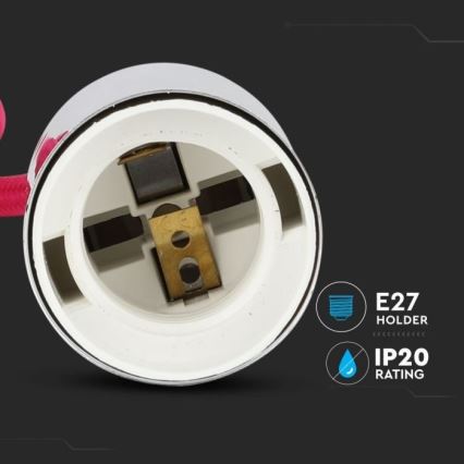 Barošanas vads 1xE27/60W/230V tumši rozā/spīdīgi hromēts