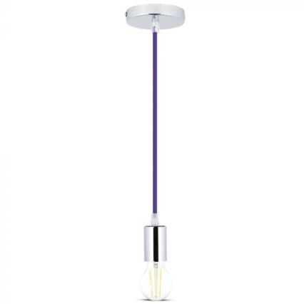 Barošanas vads 1xE27/60W/230V violeta/spīdīgi hromēts