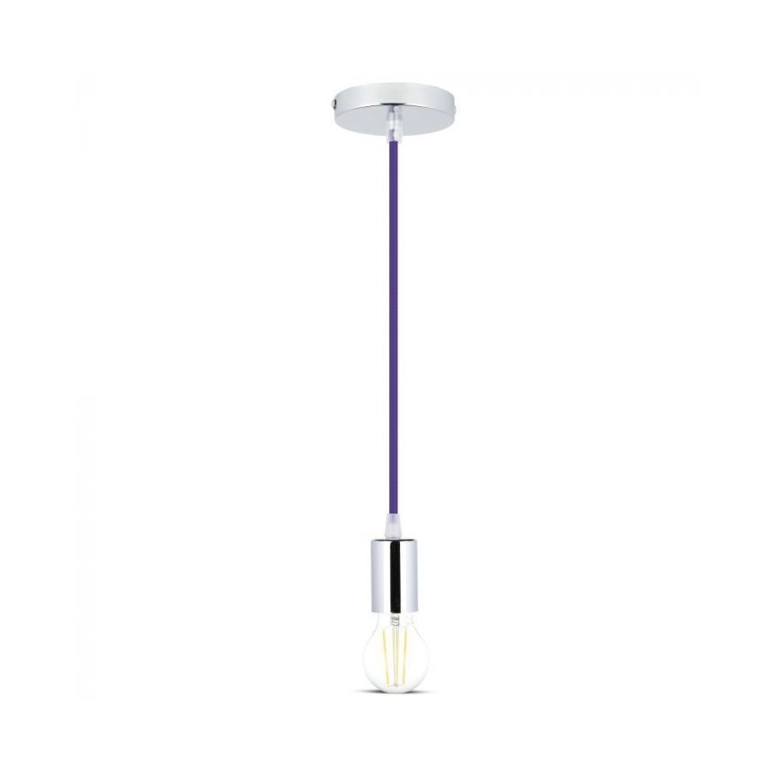 Barošanas vads 1xE27/60W/230V violeta/spīdīgi hromēts