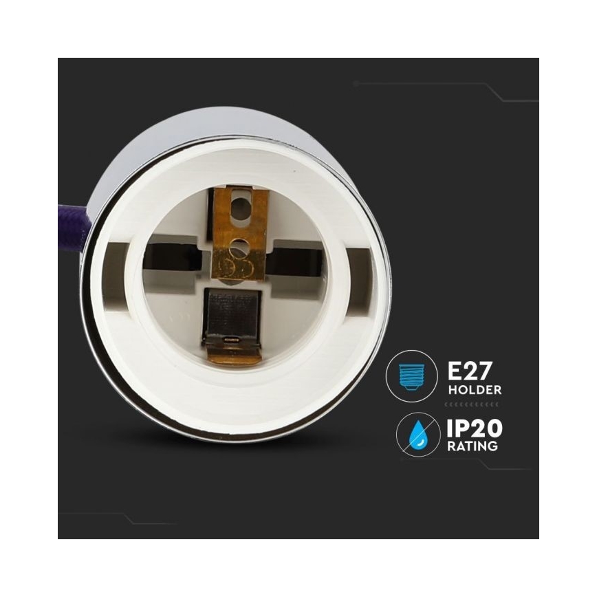 Barošanas vads 1xE27/60W/230V violeta/spīdīgi hromēts