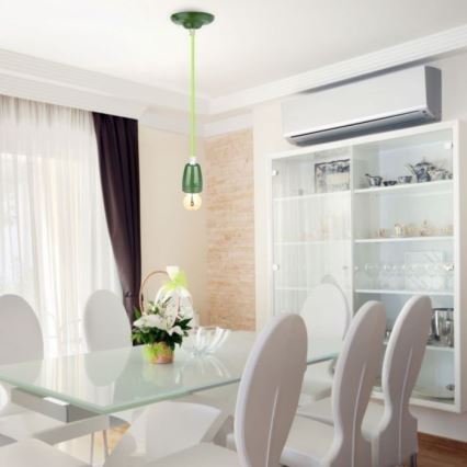Barošanas vads 1xE27/60W/230V zaļa/porcelāns