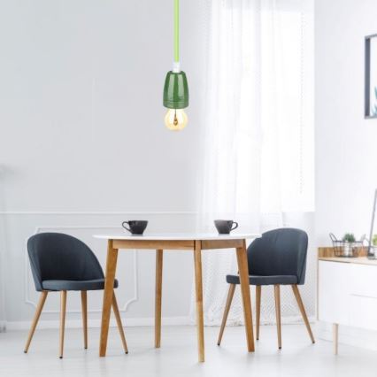 Barošanas vads 1xE27/60W/230V zaļa/porcelāns