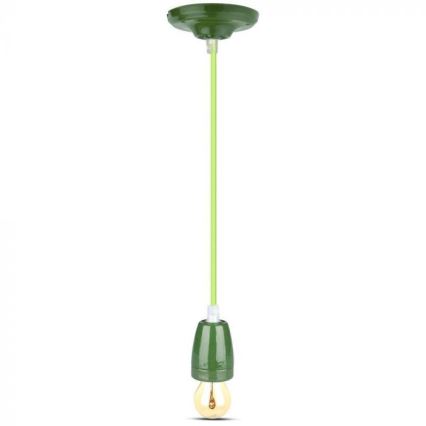 Barošanas vads 1xE27/60W/230V zaļa/porcelāns