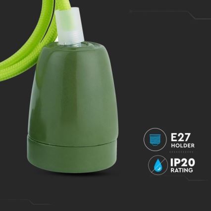 Barošanas vads 1xE27/60W/230V zaļa/porcelāns