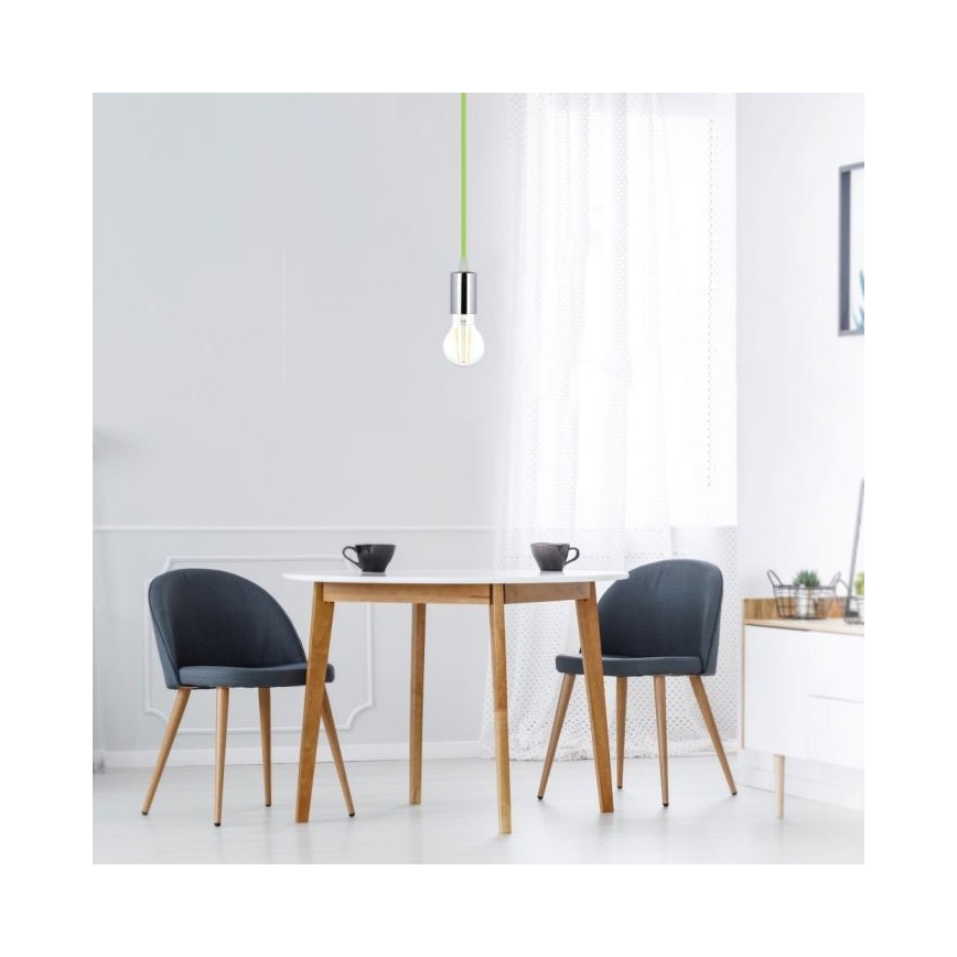 Barošanas vads 1xE27/60W/230V zaļa/spīdīgi hromēts