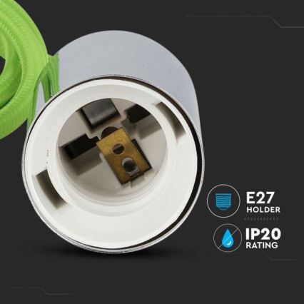 Barošanas vads 1xE27/60W/230V zaļa/spīdīgi hromēts