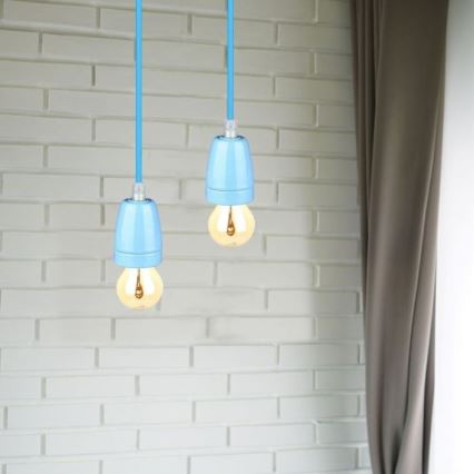 Barošanas vads 1xE27/60W/230V zila/porcelāns