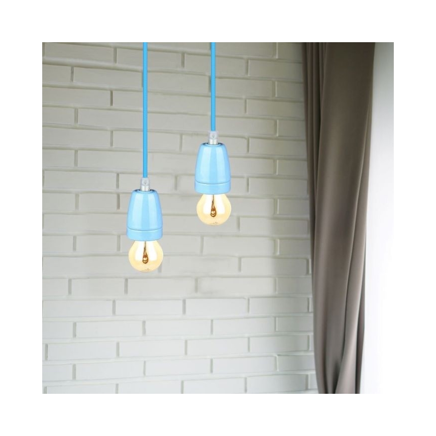 Barošanas vads 1xE27/60W/230V zila/porcelāns