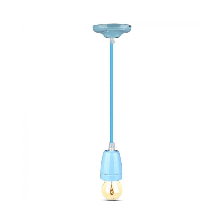Barošanas vads 1xE27/60W/230V zila/porcelāns