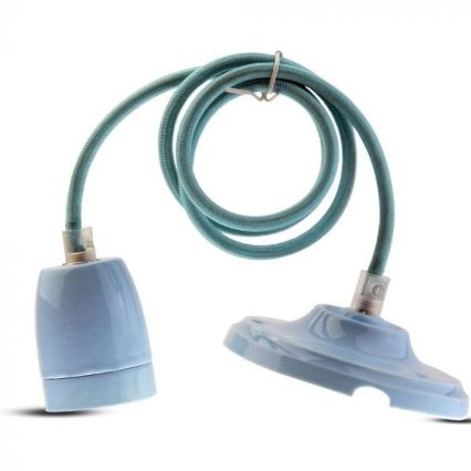 Barošanas vads 1xE27/60W/230V zila/porcelāns