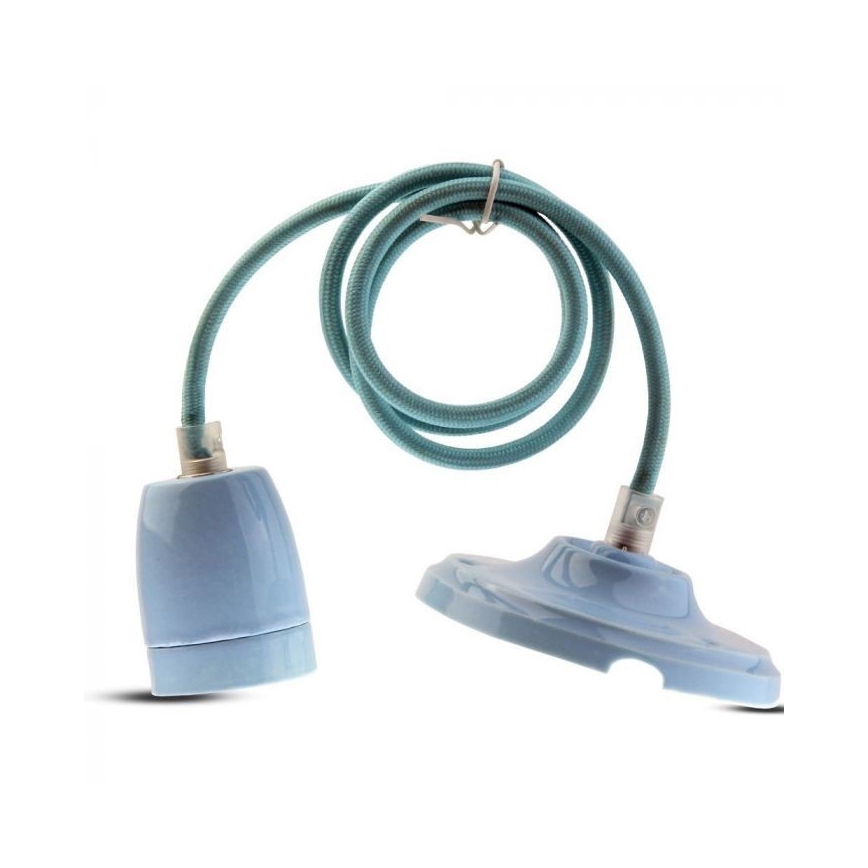 Barošanas vads 1xE27/60W/230V zila/porcelāns
