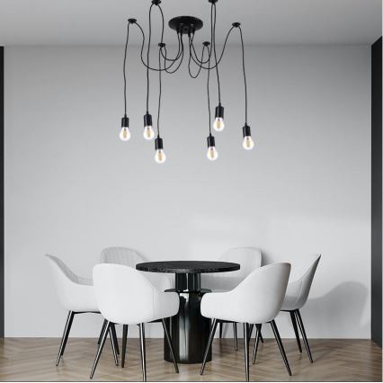Barošanas vads 6xE27/60W/230V zirneklis melna