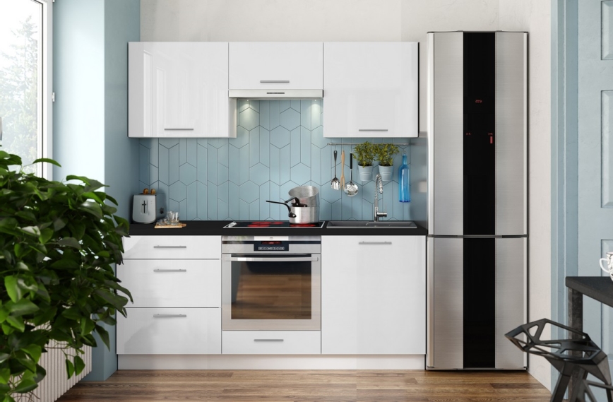Bārs virtuvei CELESTE 180 cm spīdīga balta