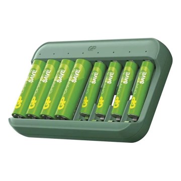 Bateriju lādētājs GP Charge & save 4×AA/AAA 1300 mAh/650 mAh 5V