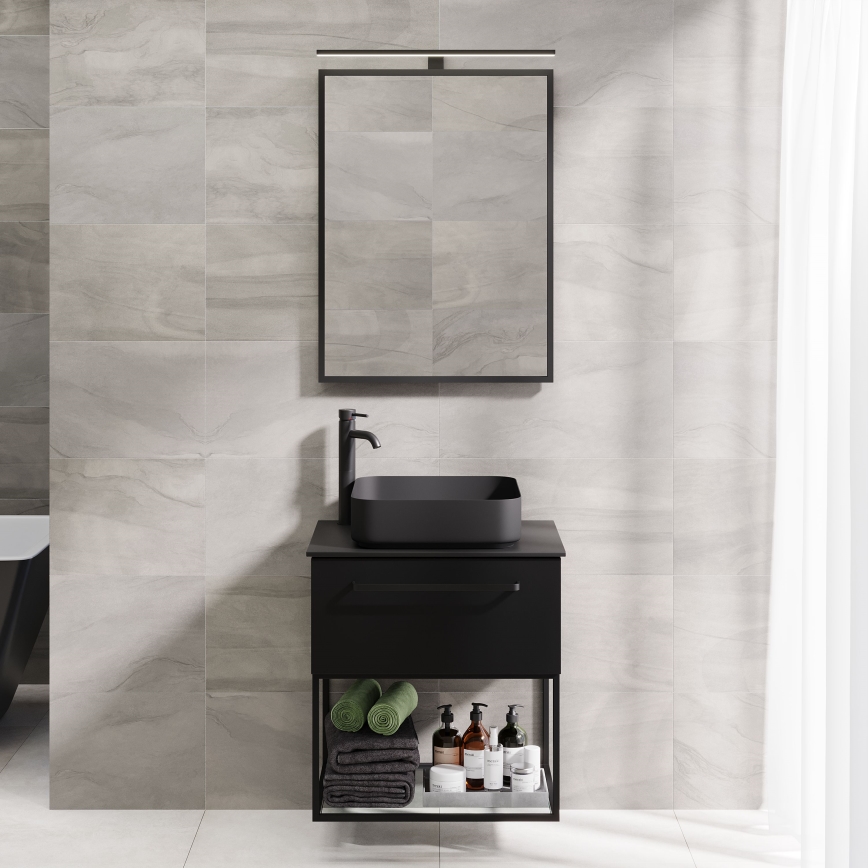 BATH DELUXE 01-060-05-02-00 - Vannas istabas spogulis BORGSTED 60x80 cm melna