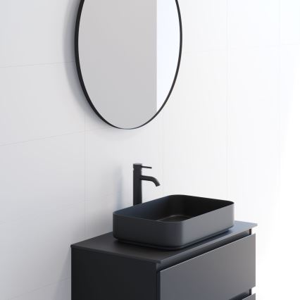 BATH DELUXE 01-080-09-02-00 - Vannas istabas spogulis BORGSTED d. 80 cm melna