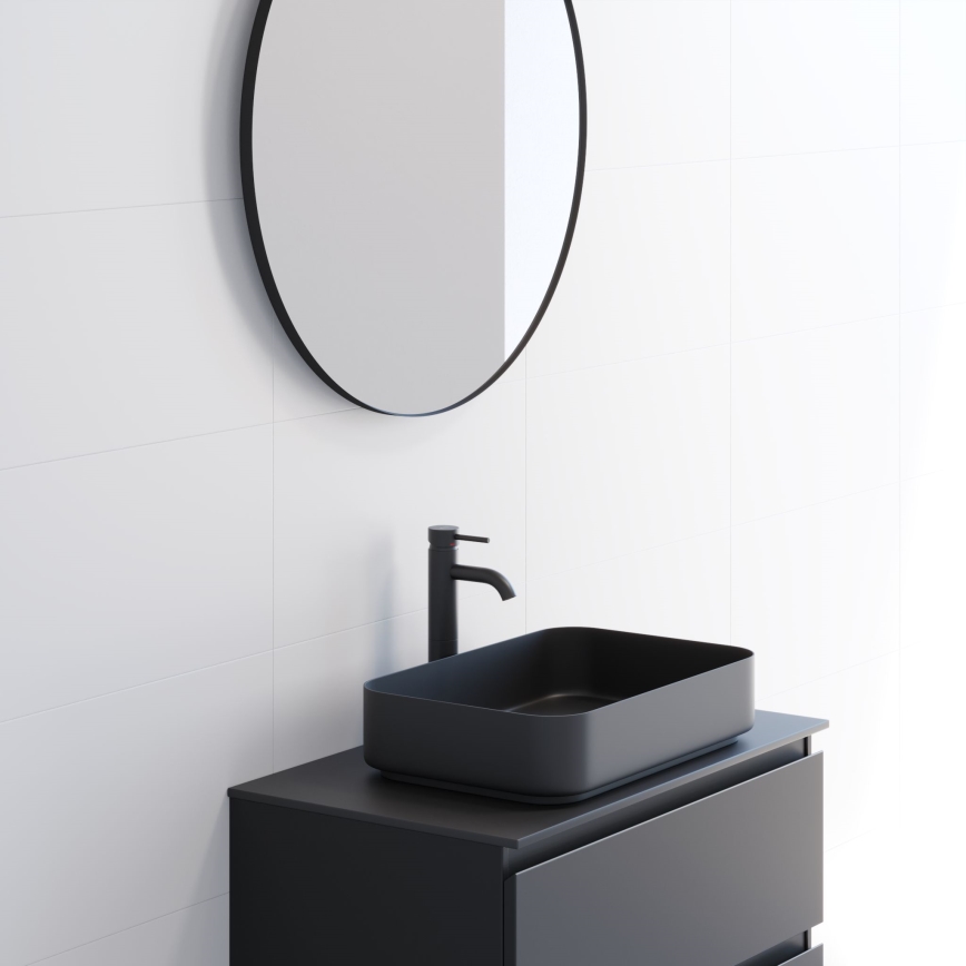 BATH DELUXE 01-080-09-02-00 - Vannas istabas spogulis BORGSTED d. 80 cm melna