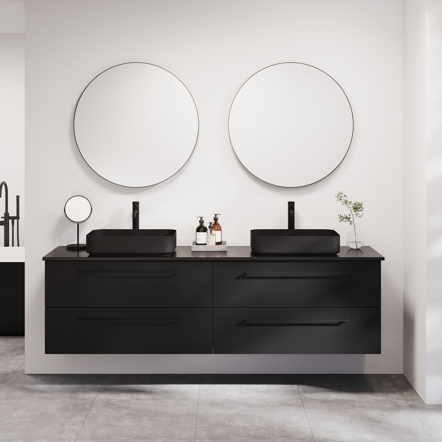 BATH DELUXE 01-080-09-02-00 - Vannas istabas spogulis BORGSTED d. 80 cm melna
