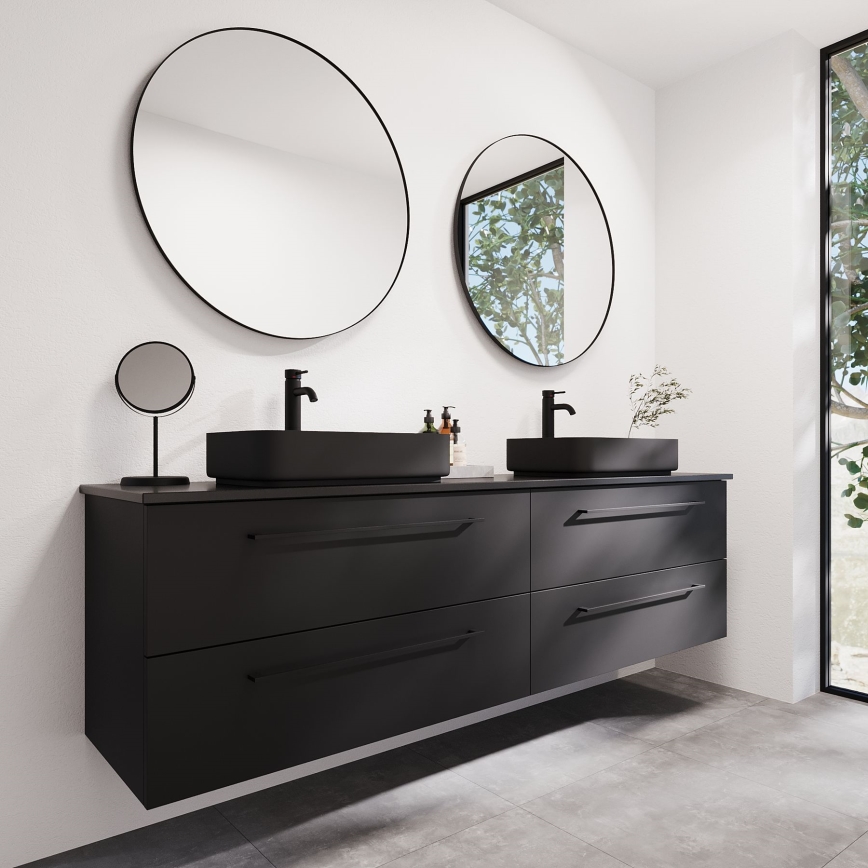 BATH DELUXE 01-080-09-02-00 - Vannas istabas spogulis BORGSTED d. 80 cm melna