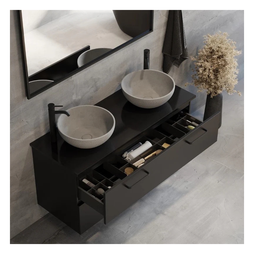 BATH DELUXE 06-039-19-23-00 - Virsmā montējamā izlietne BERGEN Ø 39 cm betons/pelēks