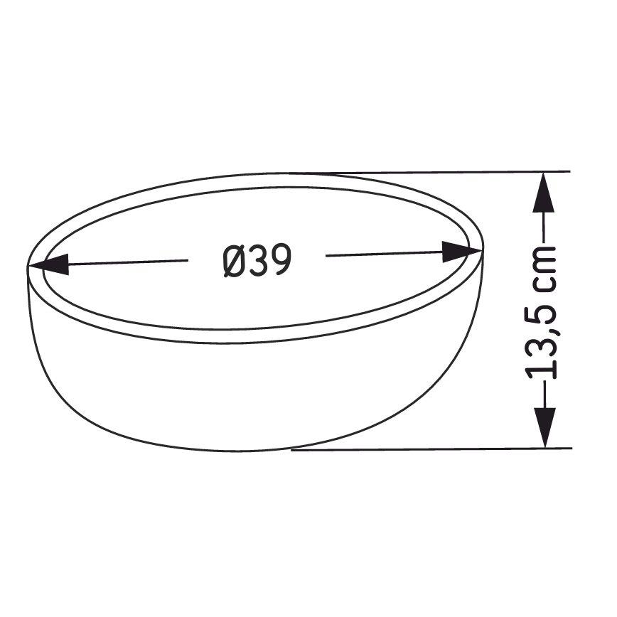 BATH DELUXE 06-039-19-23-00 - Virsmā montējamā izlietne BERGEN Ø 39 cm betons/pelēks