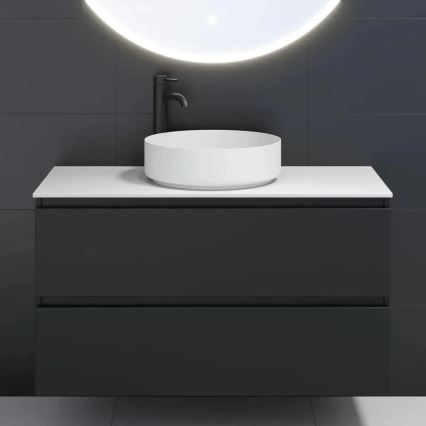 BATH DELUXE 06-040-16-01-00 - Uz virsmas uzstādamā izlietne LJORDAL, diametrs 40 cm, nerūsējošais tērauds/matēta balta apdare