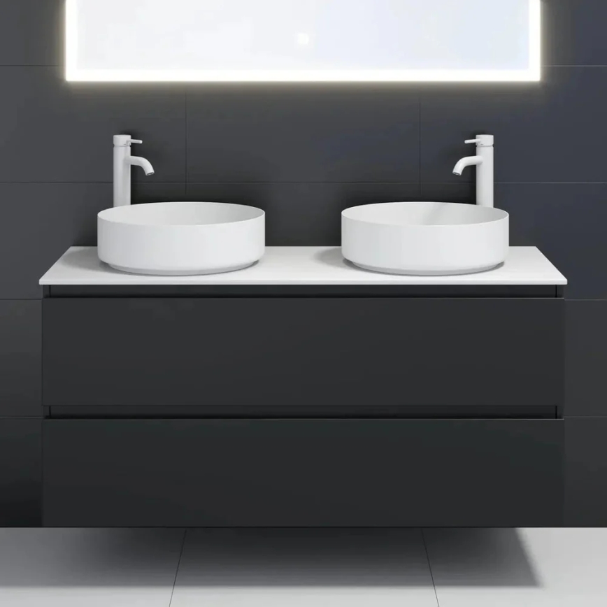 BATH DELUXE 06-040-16-01-00 - Uz virsmas uzstādamā izlietne LJORDAL, diametrs 40 cm, nerūsējošais tērauds/matēta balta apdare