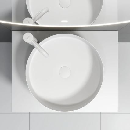 BATH DELUXE 06-040-16-01-00 - Uz virsmas uzstādamā izlietne LJORDAL, diametrs 40 cm, nerūsējošais tērauds/matēta balta apdare