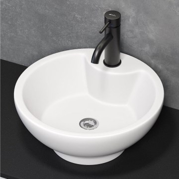 BATH DELUXE 06-045-11-11-00 - Uz virsmas uzstādāma izlietne DRAMMEN, diametrs 40,1 cm, keramika/spīdīgi balta