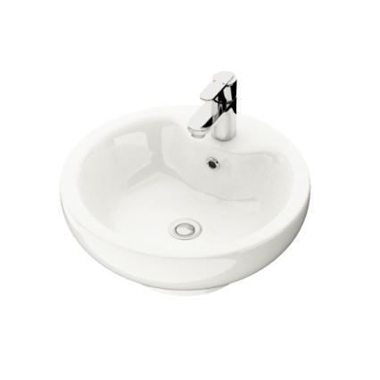 BATH DELUXE 06-045-11-11-00 - Uz virsmas uzstādāma izlietne DRAMMEN, diametrs 40,1 cm, keramika/spīdīgi balta